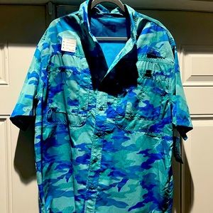 Mens Reel Legends Marble Camo Fishscale Shirt Large NWT